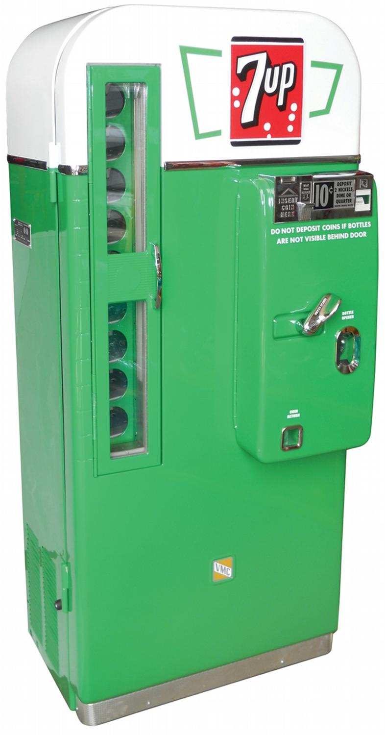 7-Up vending machine, VMC-81D, 10 Cent, embossed door, white over green ...