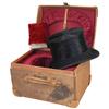 Image 1 : Top hat in fitted leather case, mfgd by Henry, Heath, London, black beaver, size 7 1/2, fitted leath