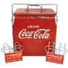 Image 1 : Coca-Cola picnic cooler, mfgd by Action Mfg Co., c.1950's, 14"H x 13"W x 9.25"D, some paint loss, o/