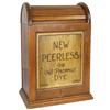 Image 2 : Peerless Dye Cabinet, ash case w/advertising front & slatted roll-up door in back, inside cubbies to
