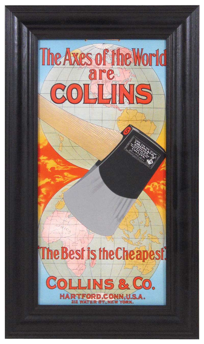 Collins Axe sign, Collins & Co.Hartford, Conn, very colorful embossed