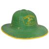 John Deere pith helmet w/Quality Farm Equipment logo w/green background, VG cond, 7"H x 12"W.