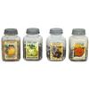 Garden seed jars (4), quilted glass jars w/orig paper labels for De Giorgi Seeds-Council Bluffs, Iow