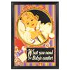 Art Deco drug store sign for Baby Needs, hand-painted serigraph w/great 1930's colors, prof framed, 