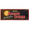 Mission Orange embossed metal sign, colorful graphics, VG/Exc cond, 12"H x 30"W.