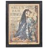 Hall's Hair Renewer litho on paper, great image of little girl hiding in her mother's hair, from R.P