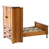 Children's toy murphy bed & wardrobe combination, wood w/ticking mattress, c.1910, a real cutie in E