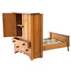 Image 2 : Children's toy murphy bed & wardrobe combination, wood w/ticking mattress, c.1910, a real cutie in E