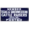 Member Texas & Southwestern Cattle Raisers porcelain sign, Near-Mint cond w/no losses, 10"H x 20"W.