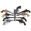 Toy guns (9), cast metal pistols, includes 45 Smoker, Kit Carson, Hubley Rodeo, Texas Ranger w/wood 
