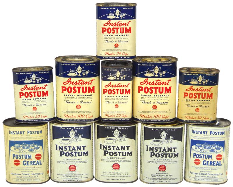 Country Store Shelf Stock Instant Postum Cereal Cereal Beverage Containers 11 One Is Cdbd Oth