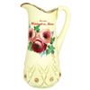 Souvenir custard glass pitcher from Hoisington, Kansas, diamond w/peg pattern, roses & gold, Exc con