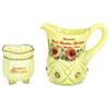 Souvenir custard glass pitcher from West Baden Springs-West Baden, Ind., diamond w/peg pattern decor