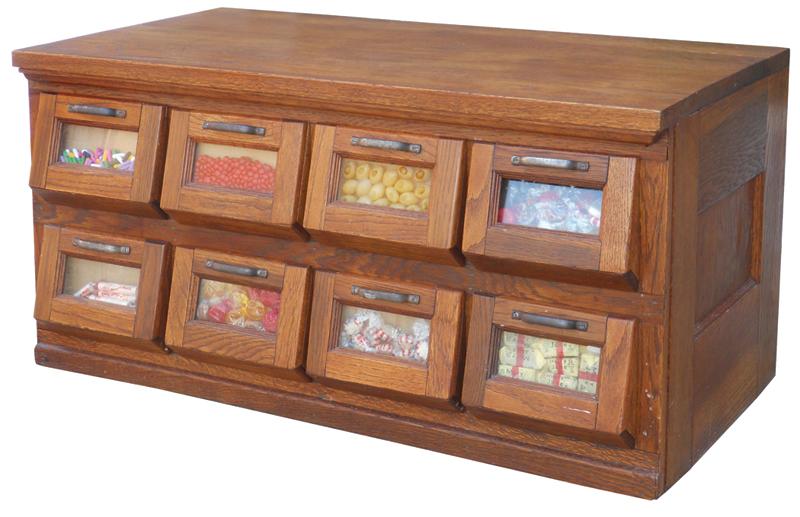 Candy Or Seed Display Cabinet Oak 8 Tip Down Doors W Glass
