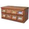 Image 1 : Candy or seed display cabinet, oak 8-tip-down doors w/glass windows & iron pulls, unusual slant fron