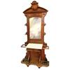 Furniture, Victorian coat rack w/umbrella holders, walnut w/marble shelf & orig cast iron drip trays