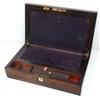 Gentleman's traveling desk, rosewood w/mother-of-pearl inlay & purple velvet writing surface, "Ira C