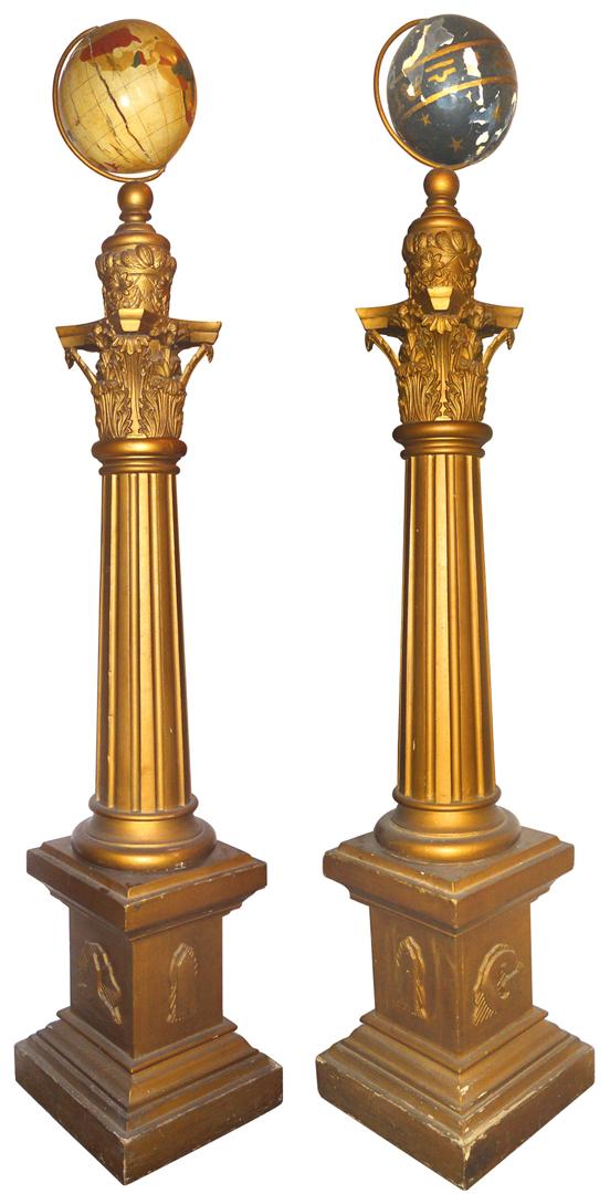 Masonic Lodge Celestial & Terrestrial Globes, original to the New