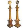 Masonic Lodge Celestial & Terrestrial Globes, original to the New Market, IA Masonic Lodge, carved w