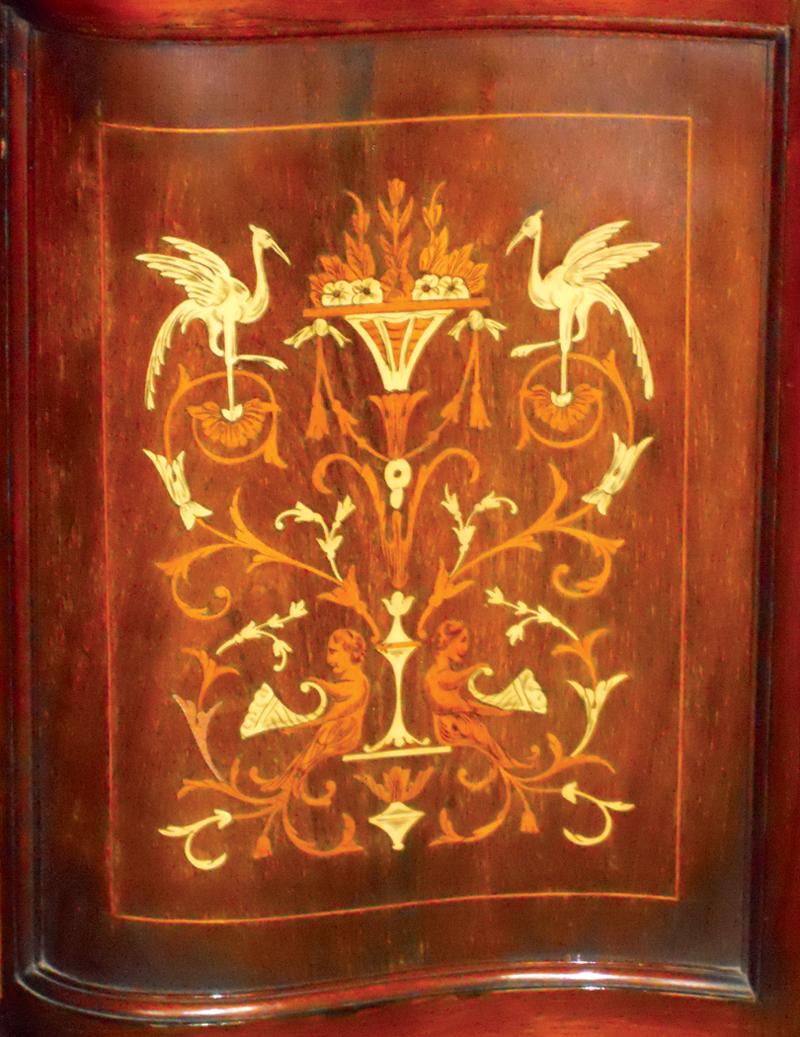 Furniture, Rosewood étagère w/intricate wood inlay on nearly every