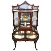 Image 1 : Furniture, curio or china cabinet, mahogany w/orig brass hardware, upper 2-shelf showcase w/lock & k