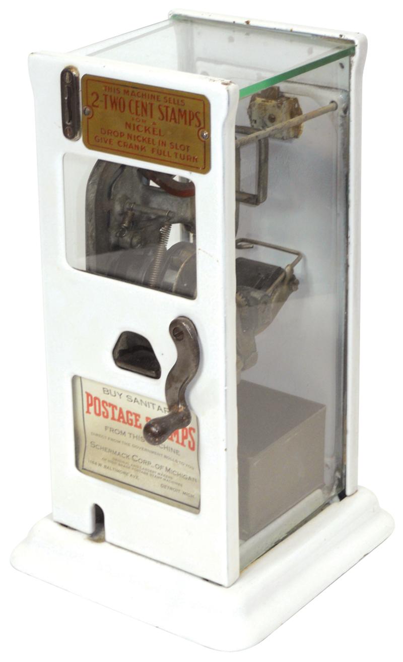 Coinoperated stamp machine, mfgd by Schermack Corp of Michigan