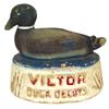 Image 1 : Victor Duck Decoys figural advertising display, painted papier-mâché duck on pond, very unusual, VG 