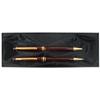 Image 1 : Pen & pencil set, Mont Blanc 1995 ball point pen & mechanical pencil set in box, dark maroon & gold,