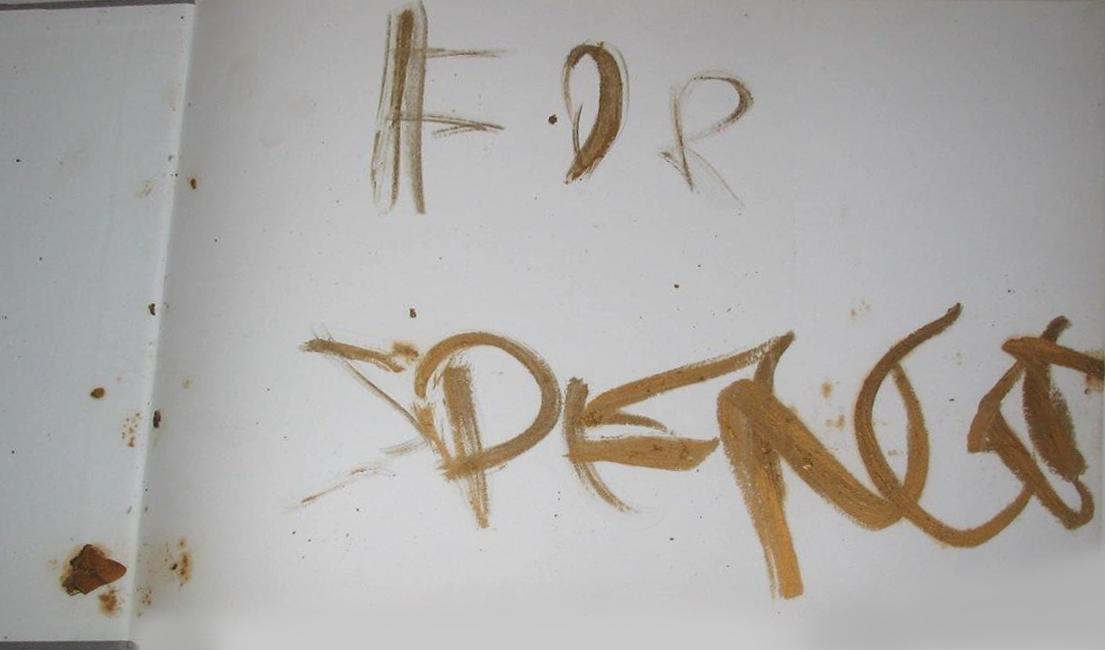 Jean Michel Basquiat For Spencer Oil Stick Drawing in Book