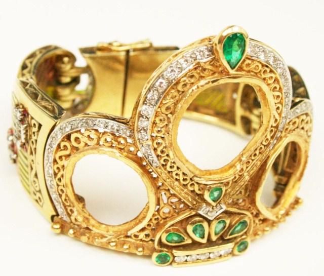 24K GOLD JEWEL ENCRUSTED CROWN BRACELET