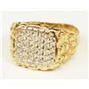 Image 1 : MENS 14K GOLD NUGGET RING WITH DIAMONDS