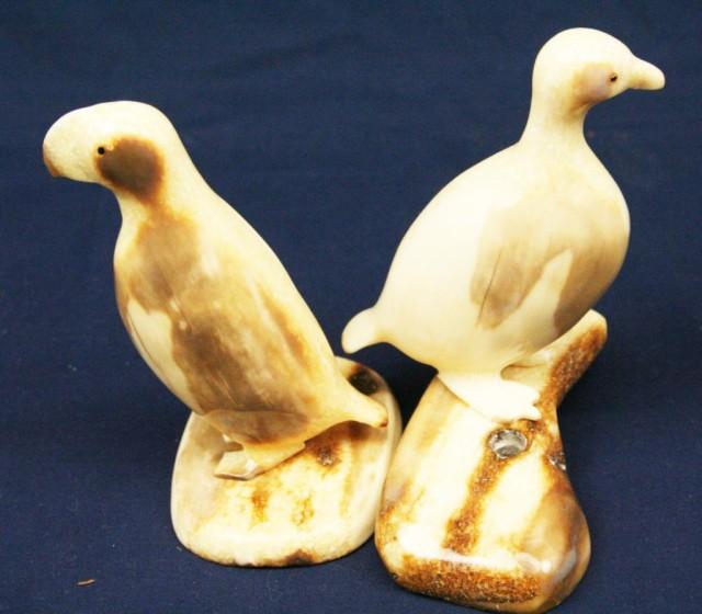ALASKAN ESKIMO WALRUS TUSK IVORY CARVED BIRDS