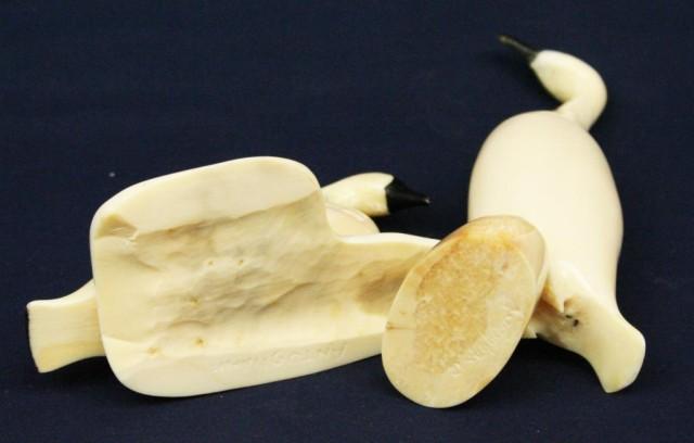 ALASKAN ESKIMO WALRUS TUSK IVORY CARVED BIRDS