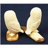 Image 1 : ALASKAN ESKIMO WALRUS TUSK IVORY CARVED OWLS
