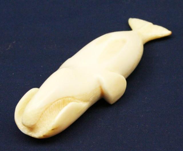 ALASKAN WALRUS TUSK IVORY CARVED WHALE