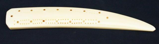 ALASKAN WALRUS TUSK IVORY CRIBBAGE BOARD