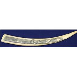 INUIT WALRUS TUSK CRIBBAGE BOARD SCRIMSHAW