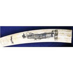 PAIR OF WALRUS IVORY SCRIMSHAW TUSKS