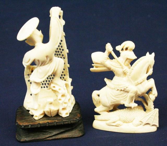 CHINESE CARVED IVORY FIGURE LOT 3 ST DRAGON