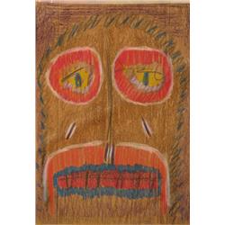 Rafael Ferrer crayon on paper bag "Head"