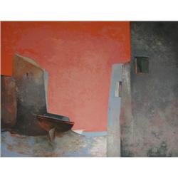 Claude Gaveau original litho Coastal Village