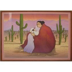 R.C. Gorman Navajo Mother and Child color lithograph