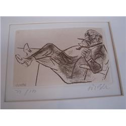 William Gropper Reclining Politician lithograph