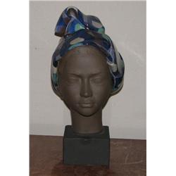 Johannes Hedegaard Ceramic Bust with Glazed Headwrap