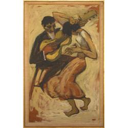 Arnold Hoffman Dancer with Guitar Player painting