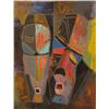 Image 1 : L. Koyongonda Two Masks oil on canvas over board
