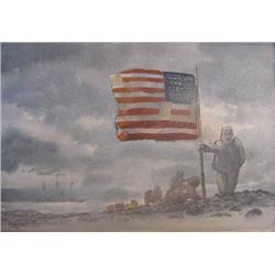 Carl H. Larson Farthest North American Flag watercolor