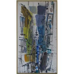 Charles LeClair Abstracted Street watercolor