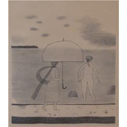 Doris Lee Grey Day at the Beach litho