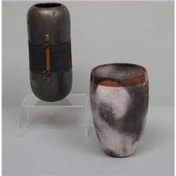 Two Raku Ceramic Vessels:  Nancy Meeker and Dewit